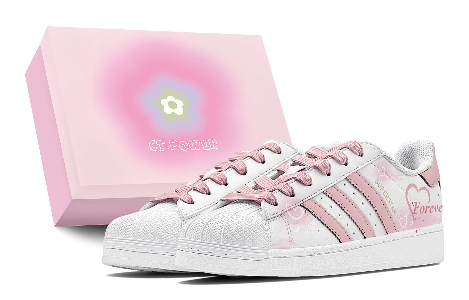 

Adidas Originals Кроссовки Superstar Unisex низкие розово-белые, цвет White Pink