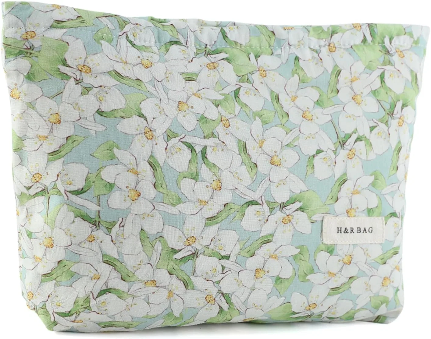 Косметичка двухслойная с цветочным принтом, 26x18x5 см Kytpyi, White Flowers