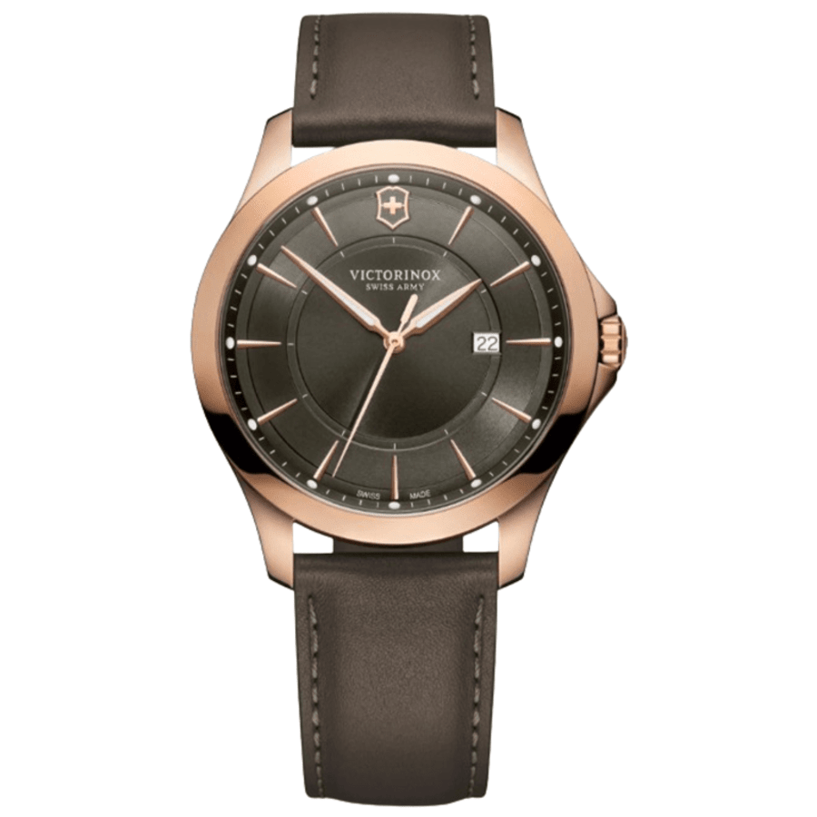 

Victorinox Swiss Army Alliance кварцевые мужские часы с серым циферблатом и кожаным ремешком 241908, серый