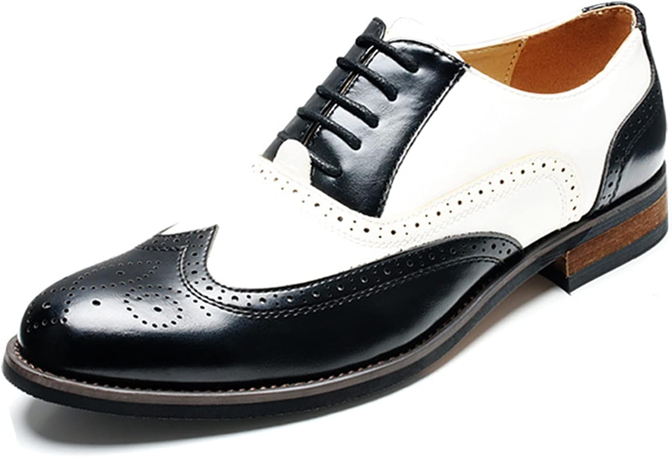 

Мужские классические кожаные оксфорды WKNBEU с подкладкой из кожи, деловые броги, классические формальные туфли на шнуровке для свадьбы, выпускного или вечеринки, коричневые - US8.5-9/UK7.5-8/EU41