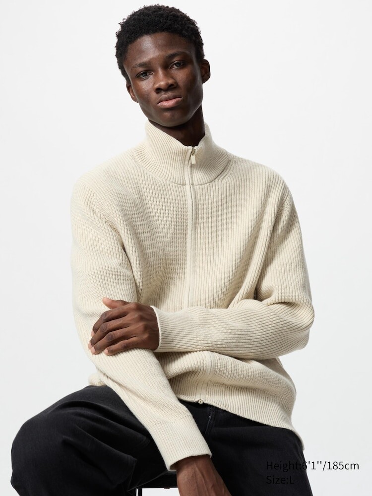 

Джемпер средней длины с молнией Uniqlo, цвет 31 бежевый