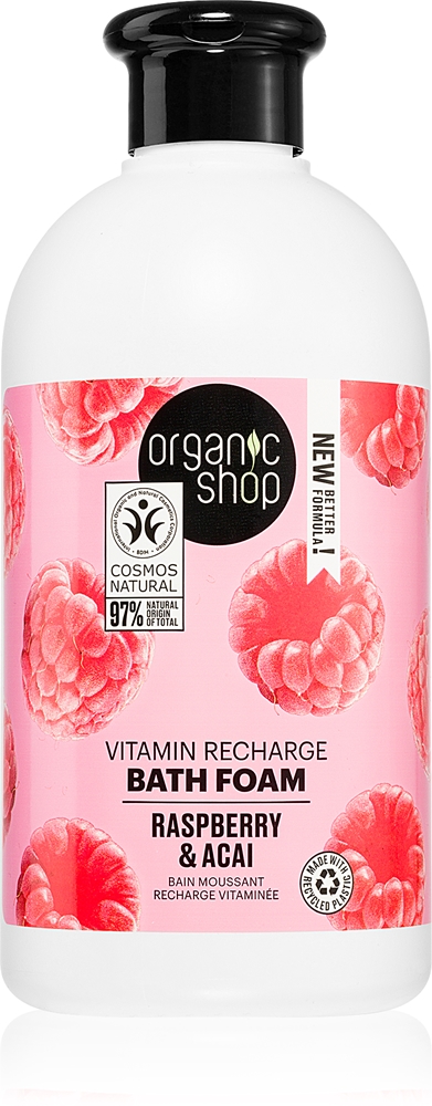 

Органическая пена для ванн с малиной и асаи с витаминами Organic Shop, 500 мл