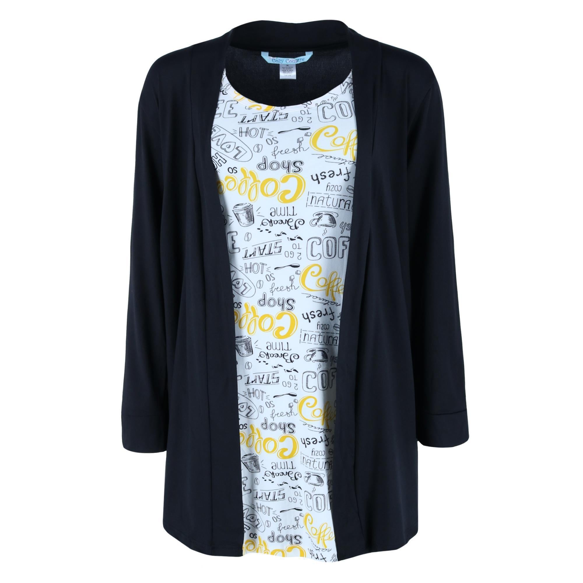 

Женский комплект халата и платья с принтом "кофе" Cozy Couture, черный