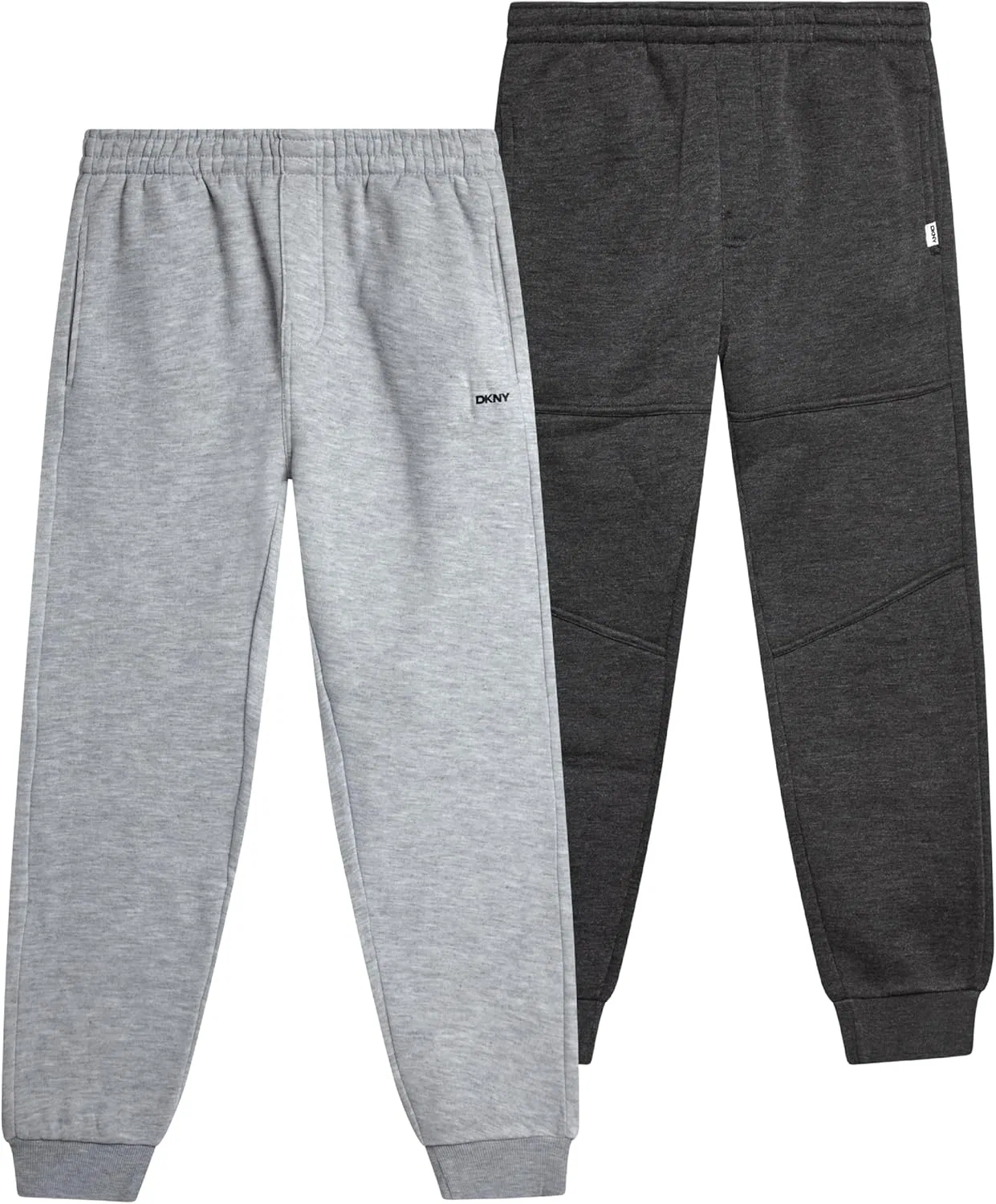 Спортивные штаны DKNY для мальчиков - комплект из 2 штук, из мягкого флиса, с эластичным поясом и карманами, Light Grey/Dark Grey Heather — фото 2