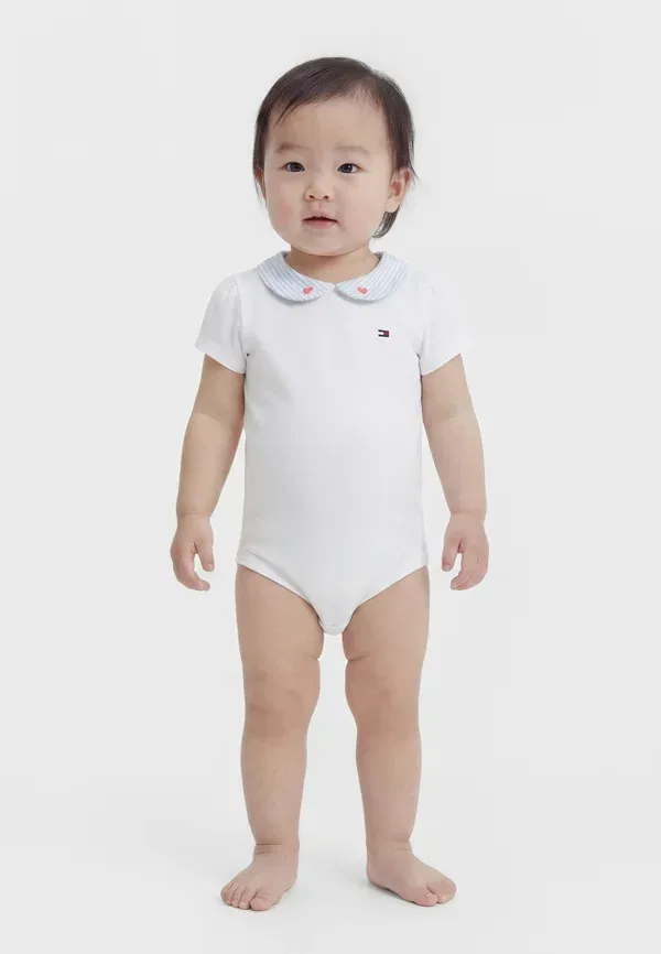 Боди Tommy Hilfiger Heart Embroidery Ithaca Stripe Collar Bodysuit, белый