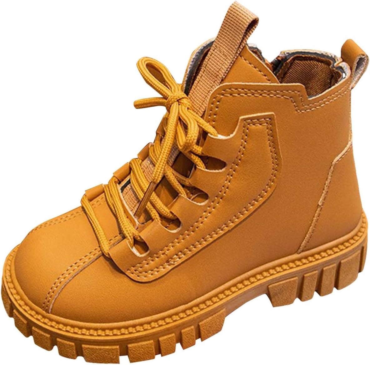 

Детские короткие ботинки IWIHMIV для девочек, с боковой молнией, для прогулок на улице, с противоскользящей подошвой и шнуровкой, ботильоны, Brown