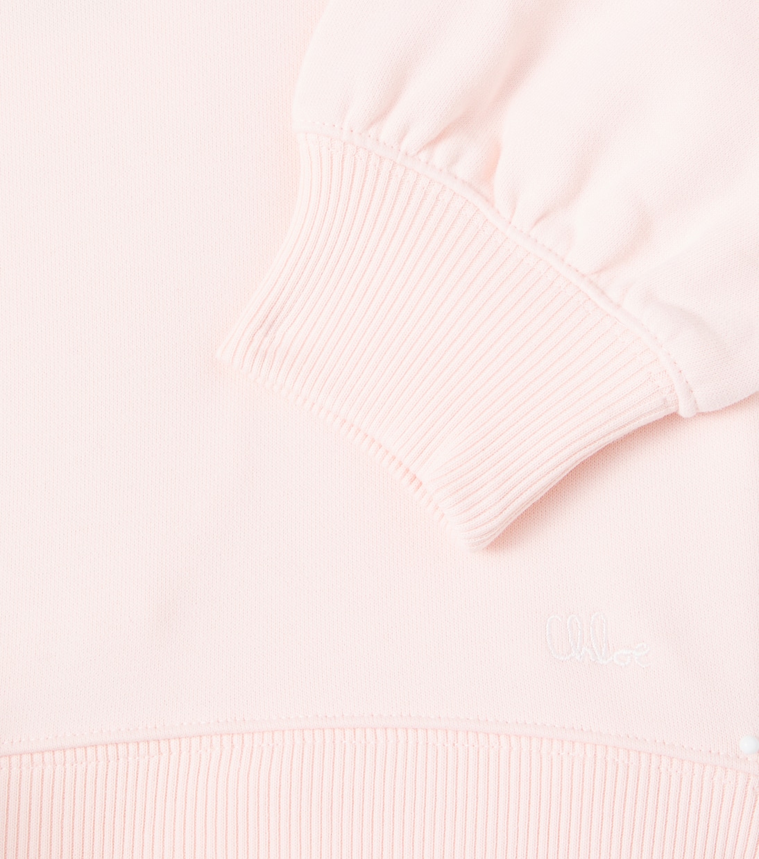 Толстовка из хлопкового флиса с кружевной отделкой Chloé Kids, Petal Pink — фото 3