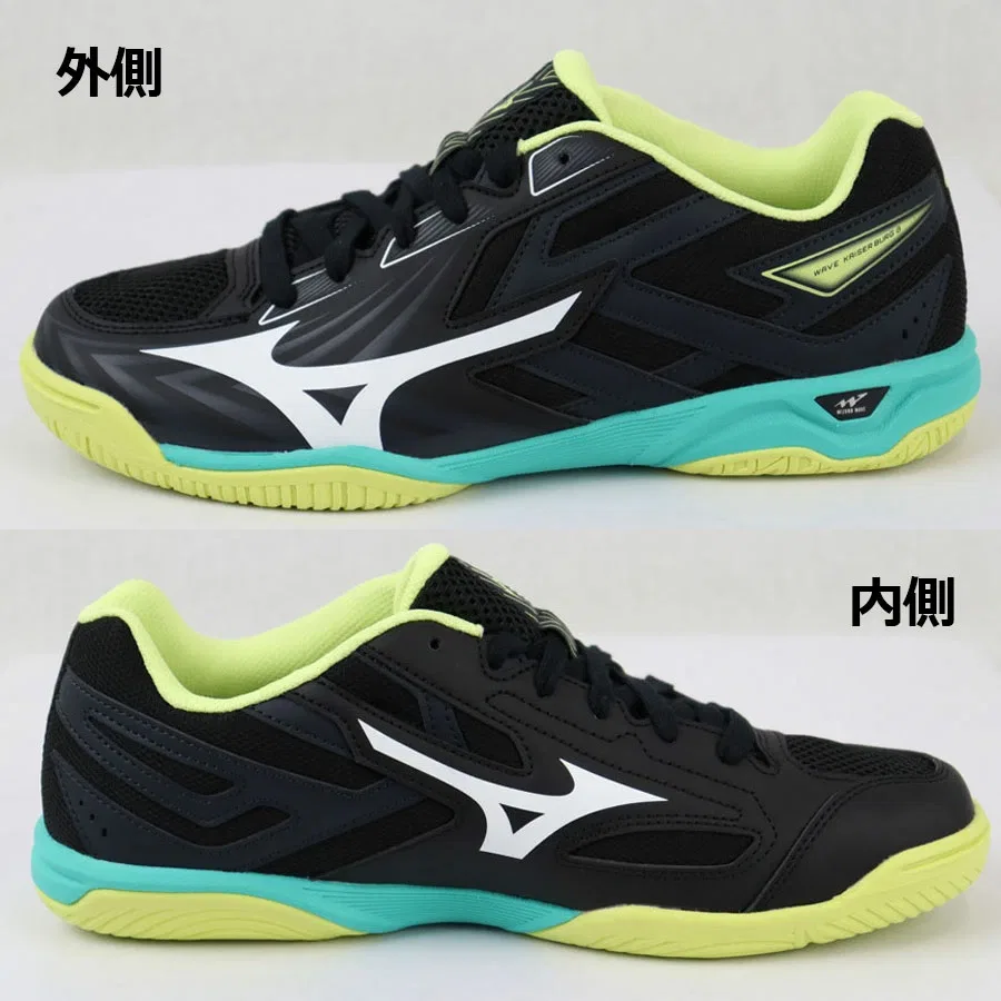 Кроссовки для настольного тенниса «WAVE KAISERBURG 8» от Mizuno, 03 Black X White X Lime — фото 3