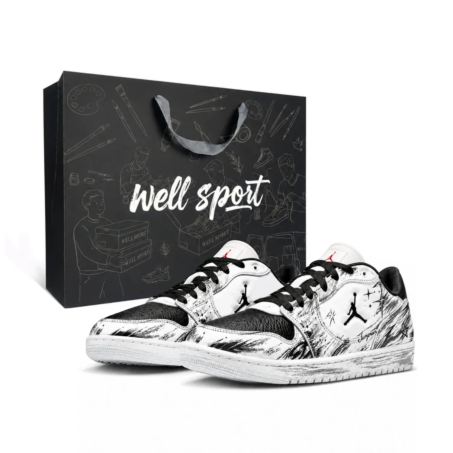 Кроссовки баскетбольные винтажные Jordan Black White