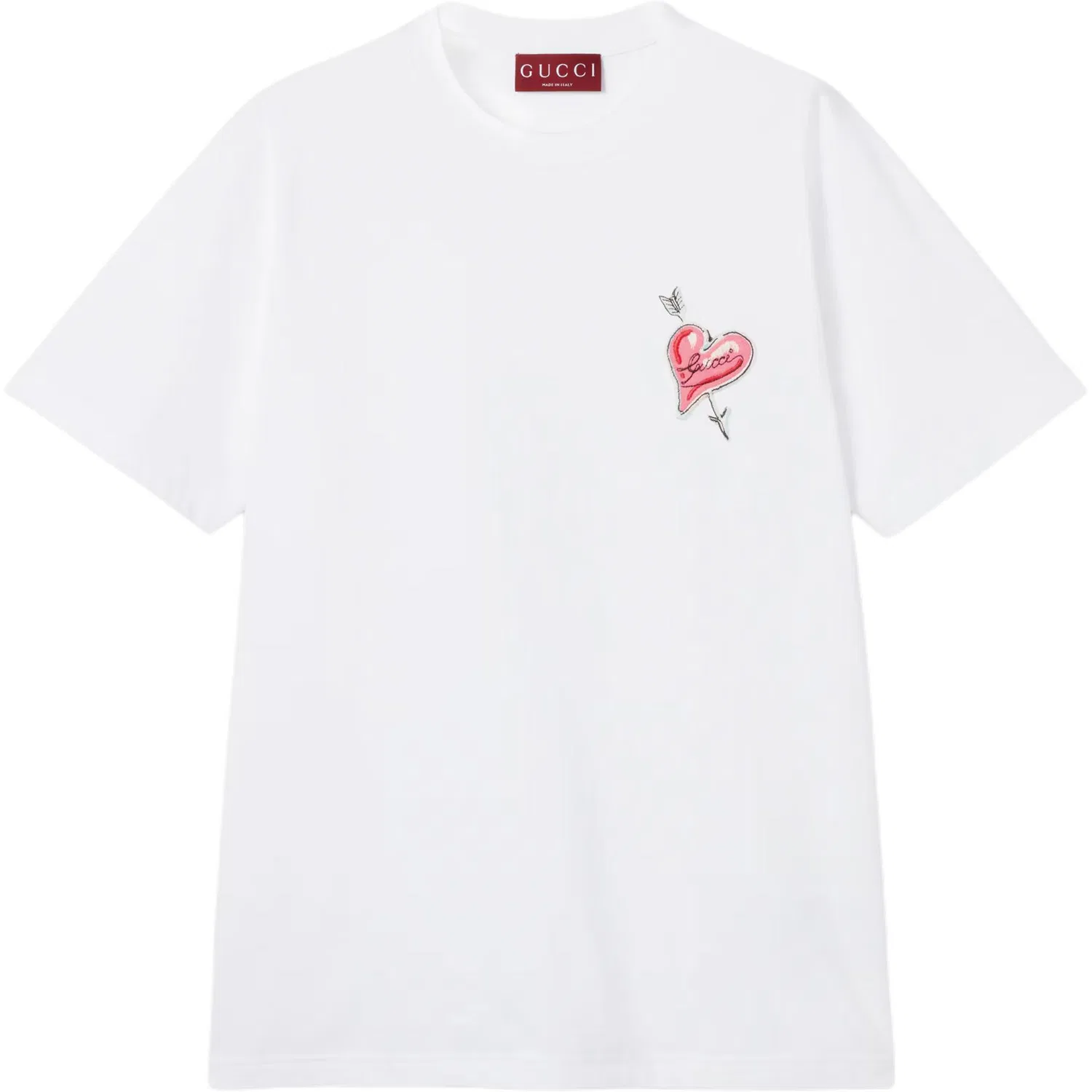 Футболка Gucci из хлопкового джерси с патчем, классический крой, белый