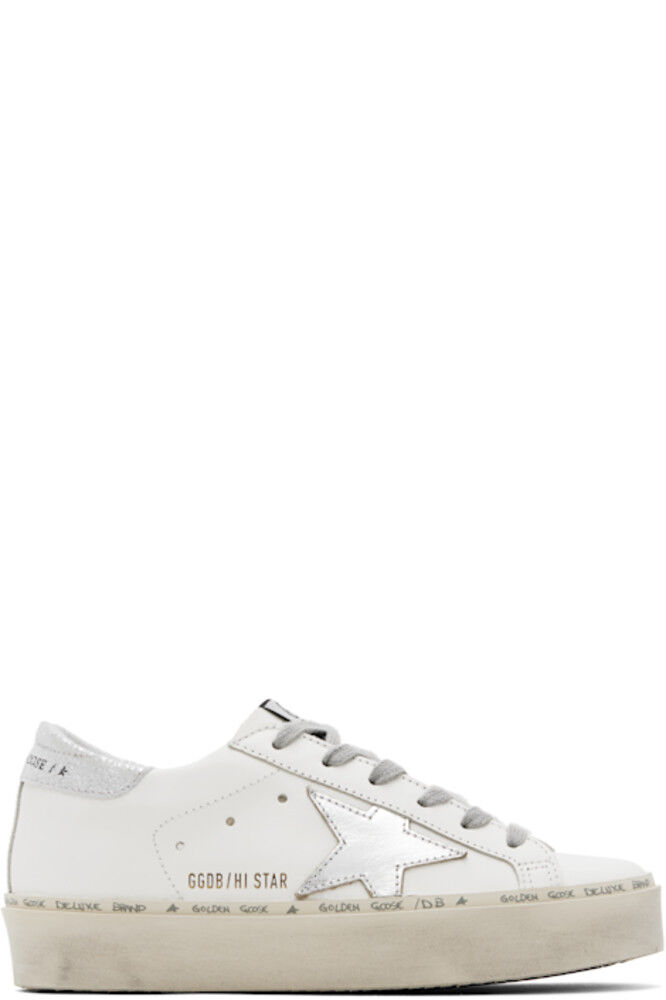 Белые и серебристые классические кроссовки Hi Star Golden Goose
