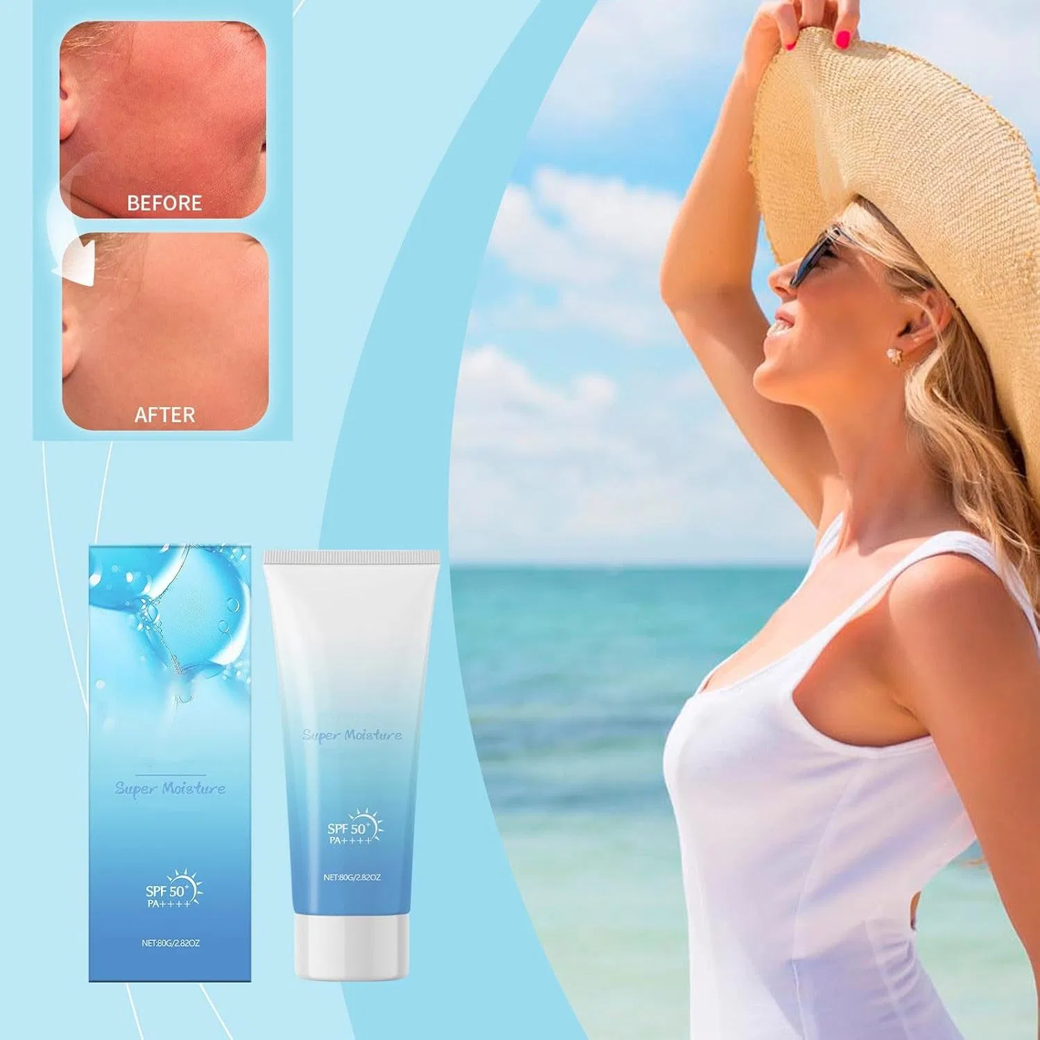 Увлажняющий водостойкий солнцезащитный гель SPF 50+ для лица и тела Generisch, 3Pc — фото 3