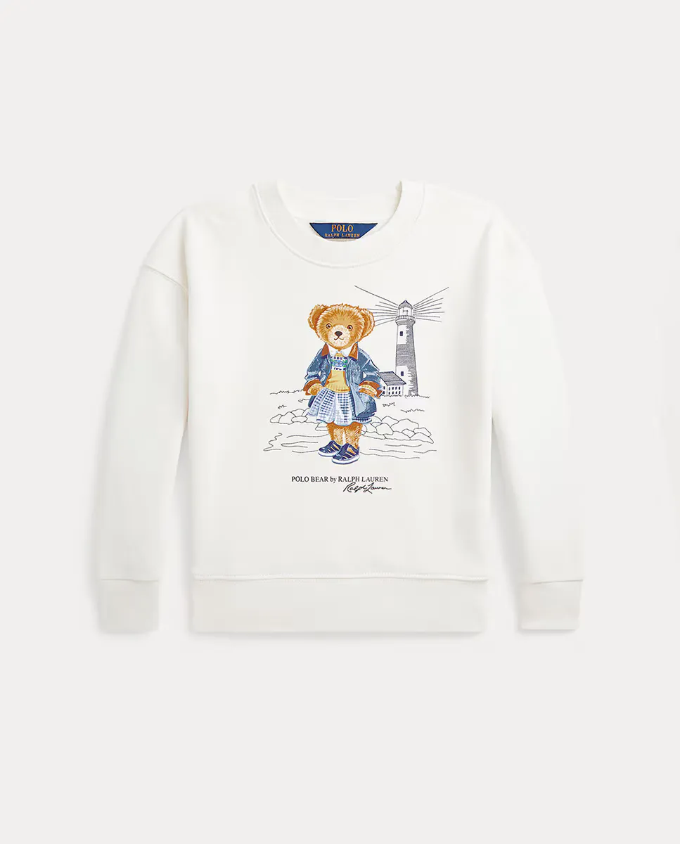 

Флисовый свитшот для девочки с Polo Bear Polo Ralph Lauren, белый