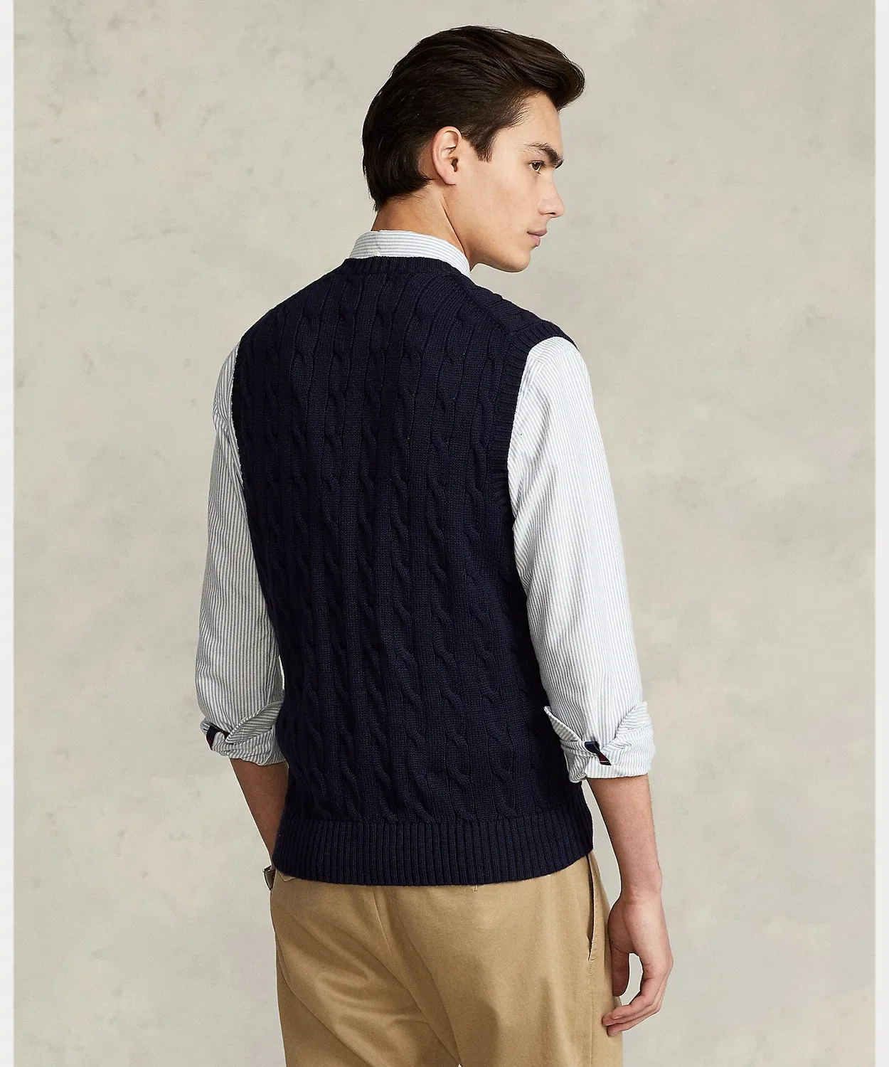 Свитер-жилет с кабельным узором Polo Ralph Lauren, хлопок, синий — фото 4