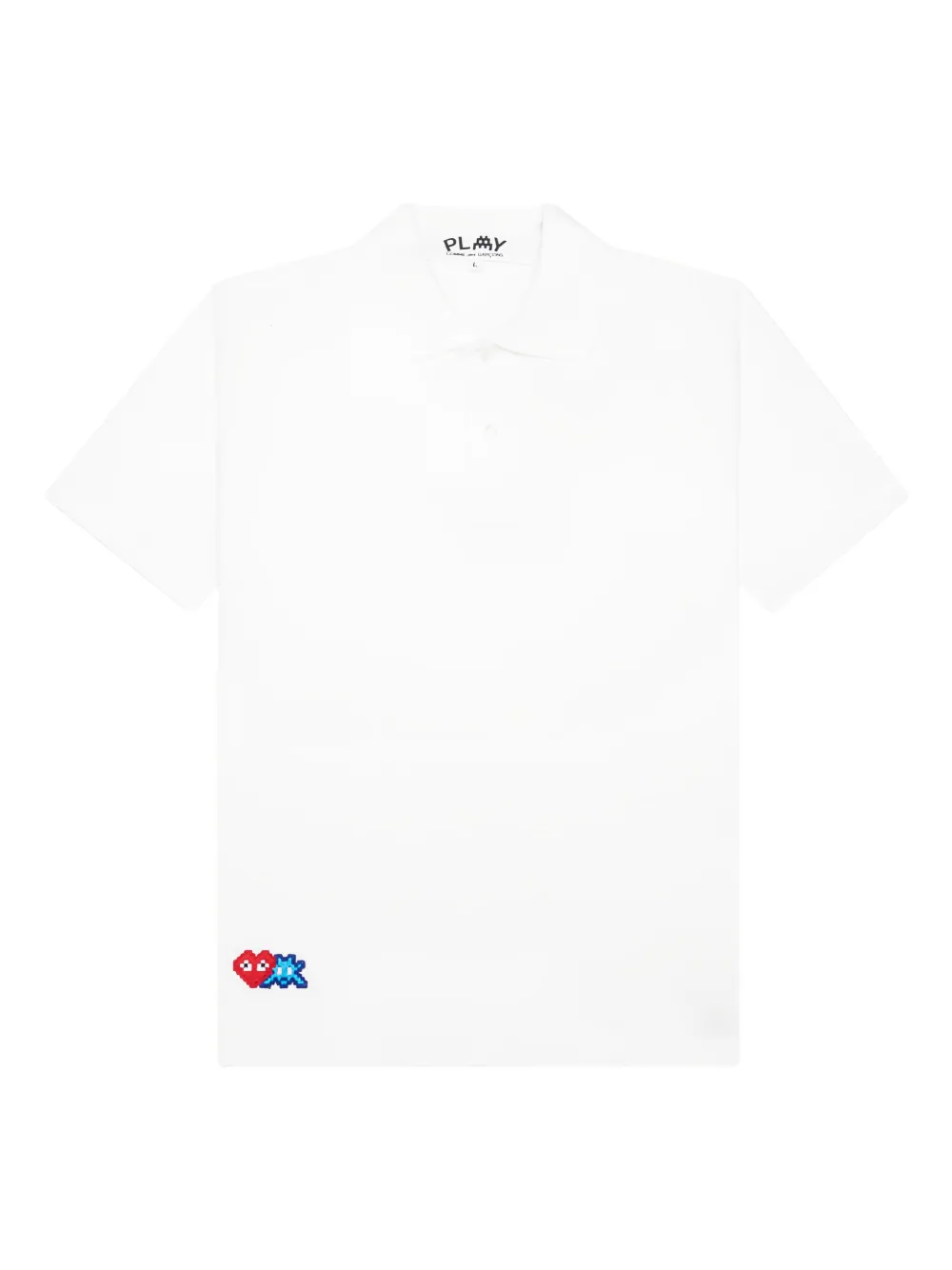 

Футболка-поло X Invader с пиксельным сердцем Comme Des Garçons Play, белый