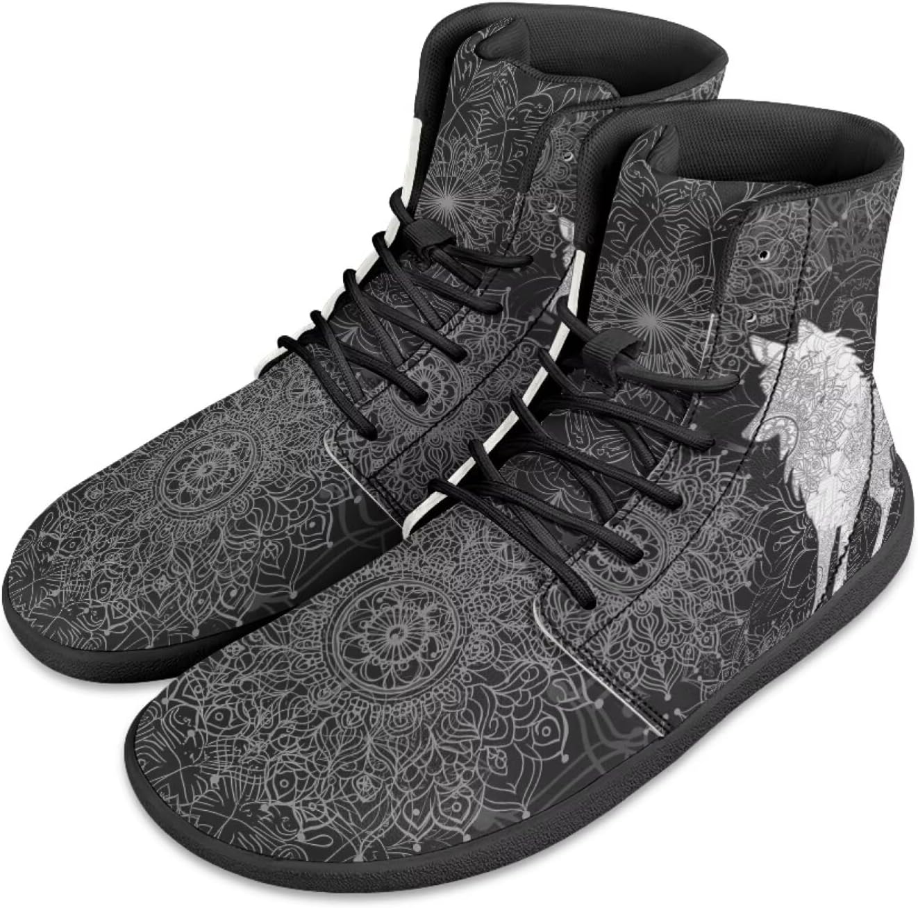 

Кроссовки Jeiento для мужчин и женщин с высоким верхом, босоножки в стиле бохо с мандалой, с широкой носочной частью, без подъема, повседневная обувь, кроссовки-тренеры, белый