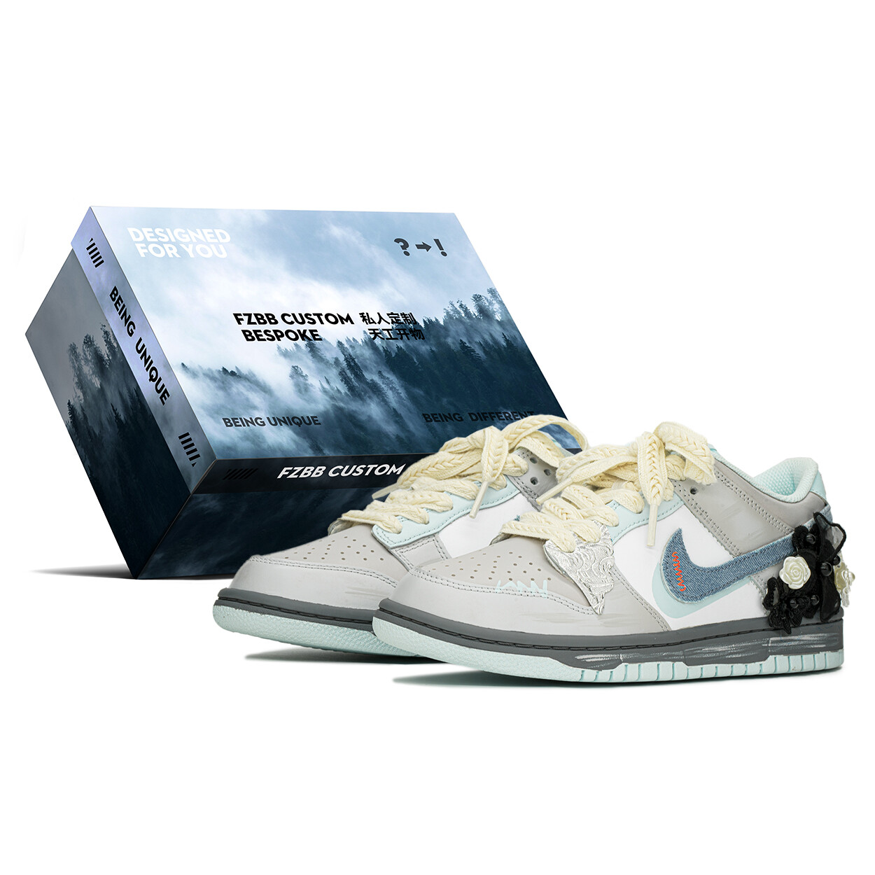 

Кроссовки Nike Dunk Skateboarding Shoes Women's Low-top Gray/Blue, серый/синий