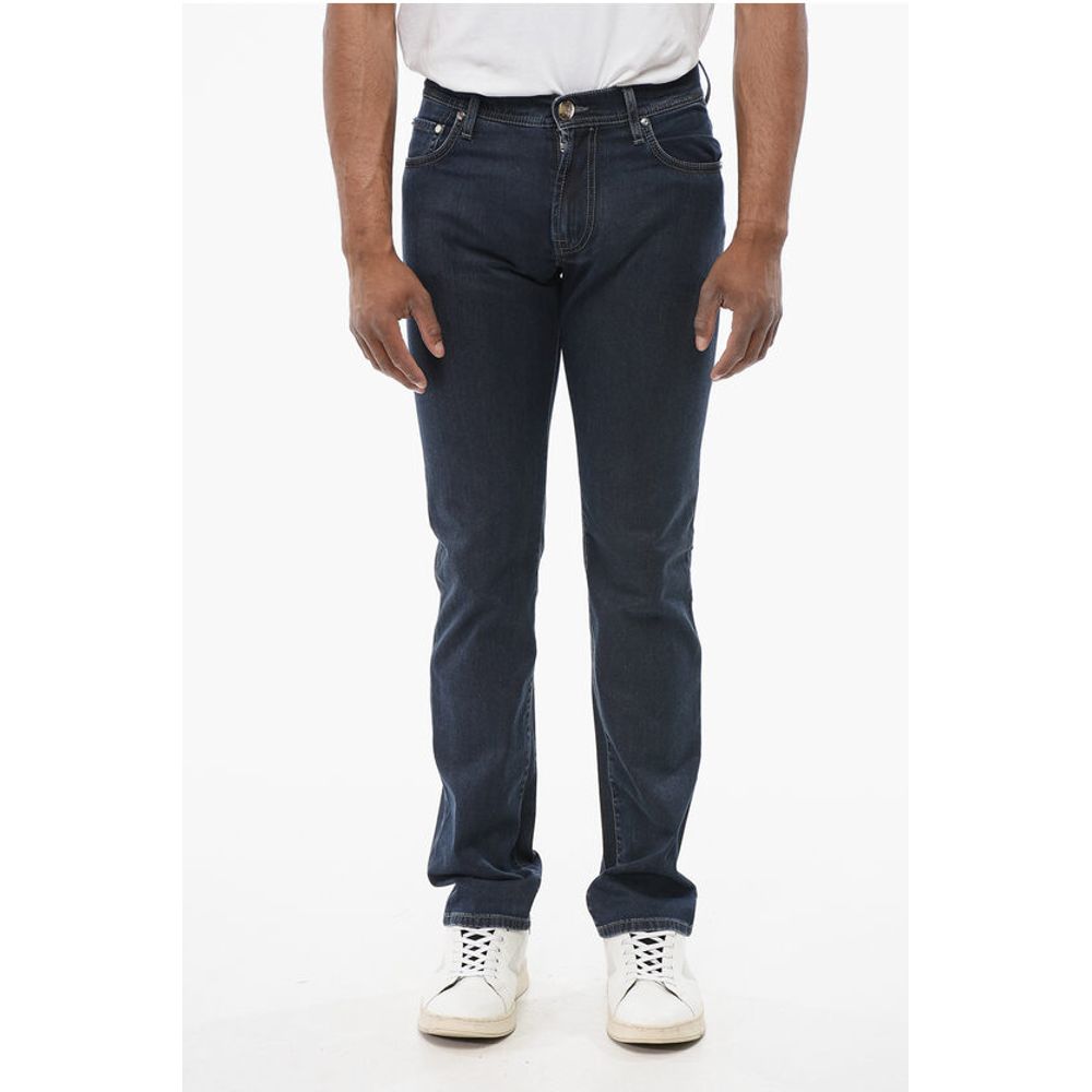 

ID LUXURY DENIM Темно-выбеленные джинсы с вышивкой тон в тон Corneliani, Blue