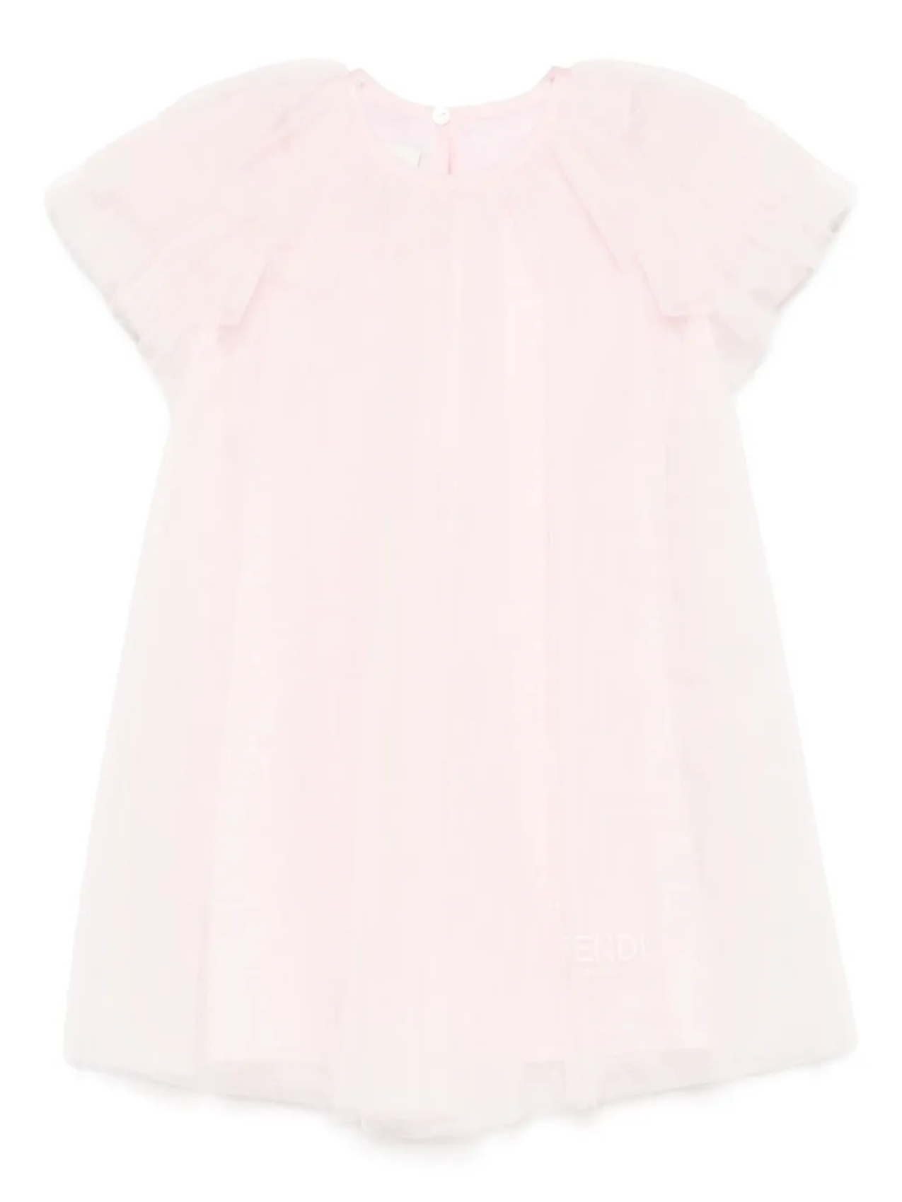 

Платье из тюля с вышитым логотипом Fendi Kids, розовый