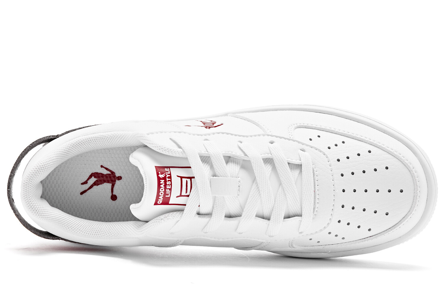 Кроссовки QIAODAN Skateboarding Shoes Women's Low-top  White Iron Red, красный — фото 4