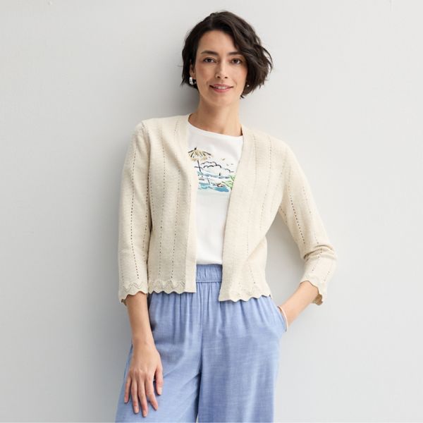 

Кардиган Petite Pointelle Wave с открытым передом Croft & Barrow, цвет graceful beige