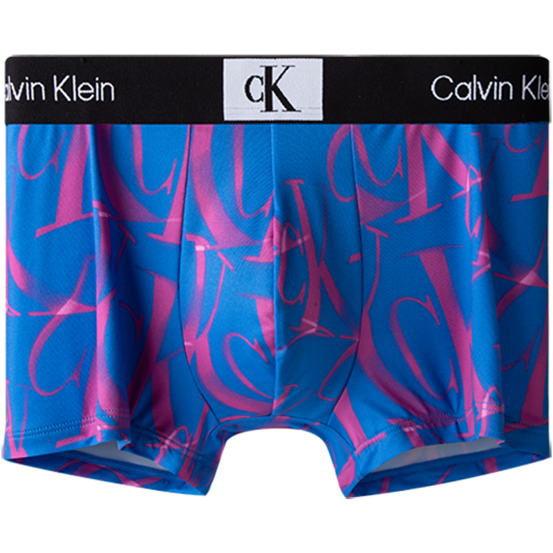 

Мужские трусы CALVIN KLEIN, синие, с глянцевой основой и фиолетовой надписью