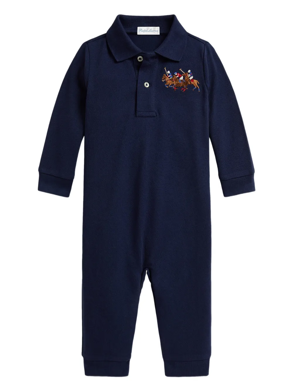 

Комбинезон с длинными рукавами и воротником-поло Polo Ralph Lauren Kids, синий