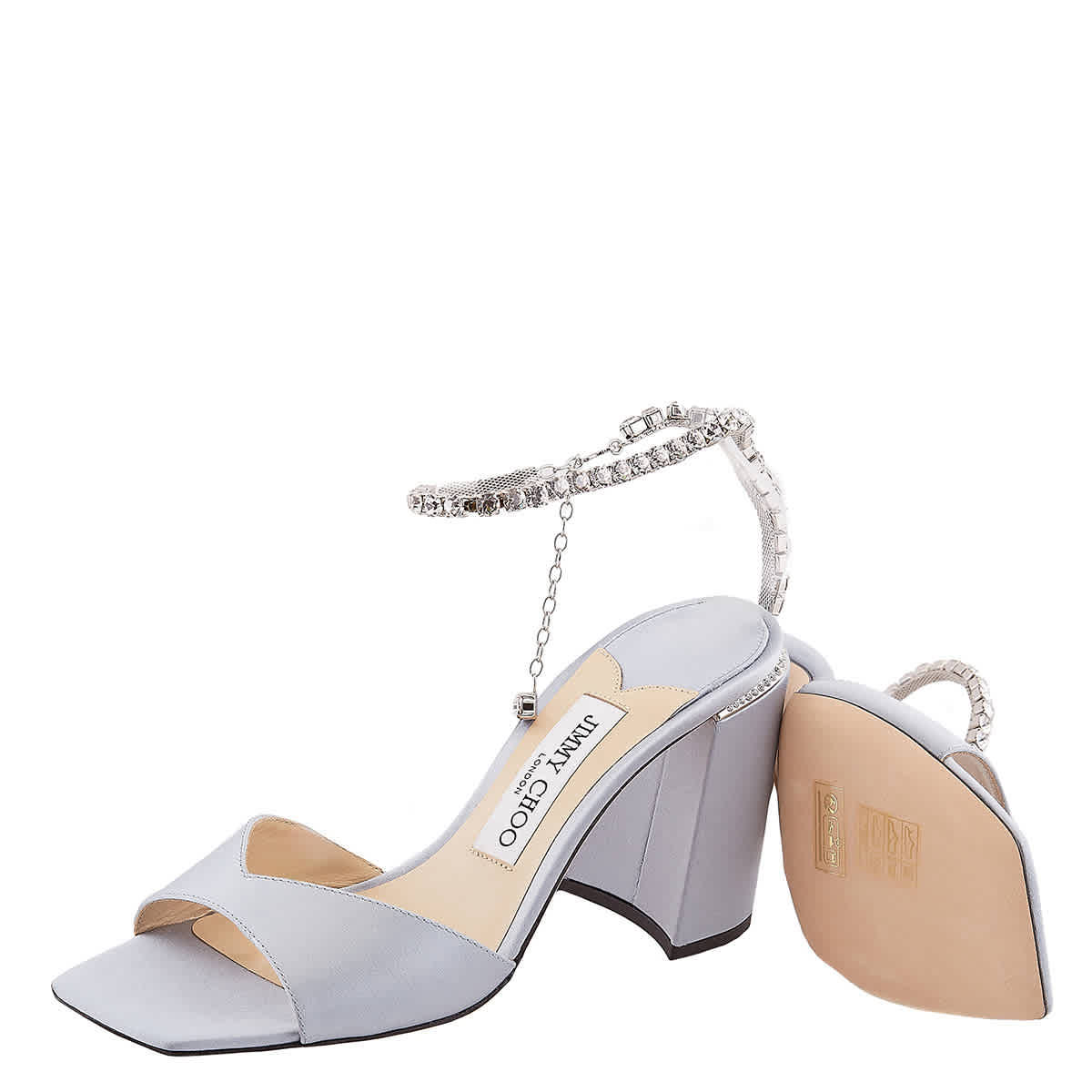 Jimmy Choo Saeda 85 Кристальные сандалии, синий — фото 2