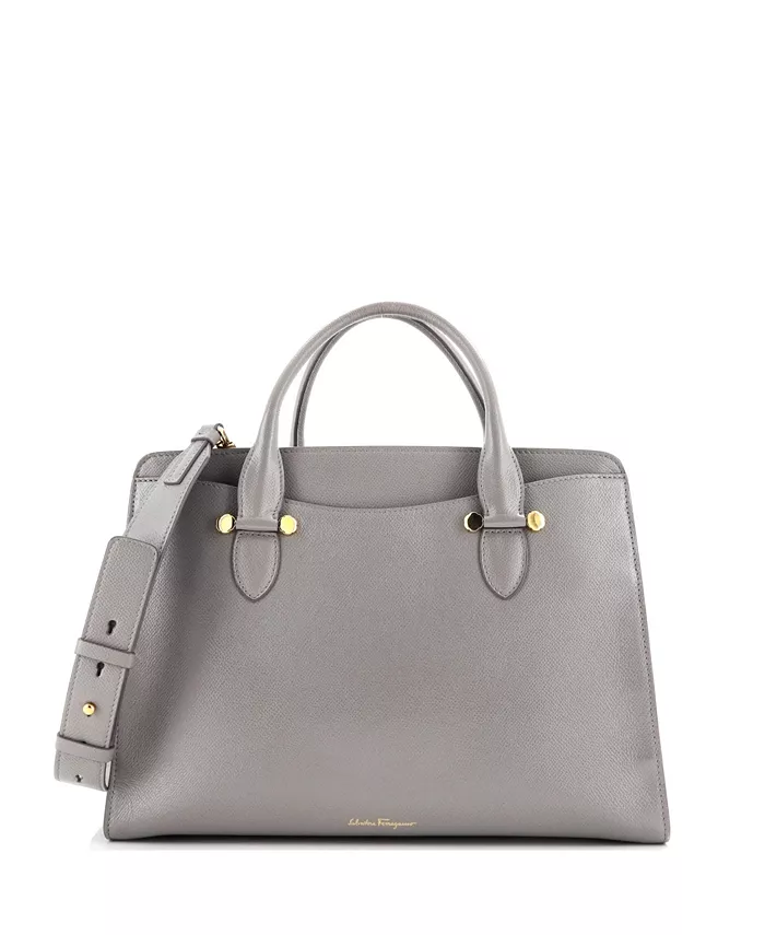 

Большая сегодняшняя сумка-портфель из кожи Pre-Owned Salvatore Ferragamo, серый