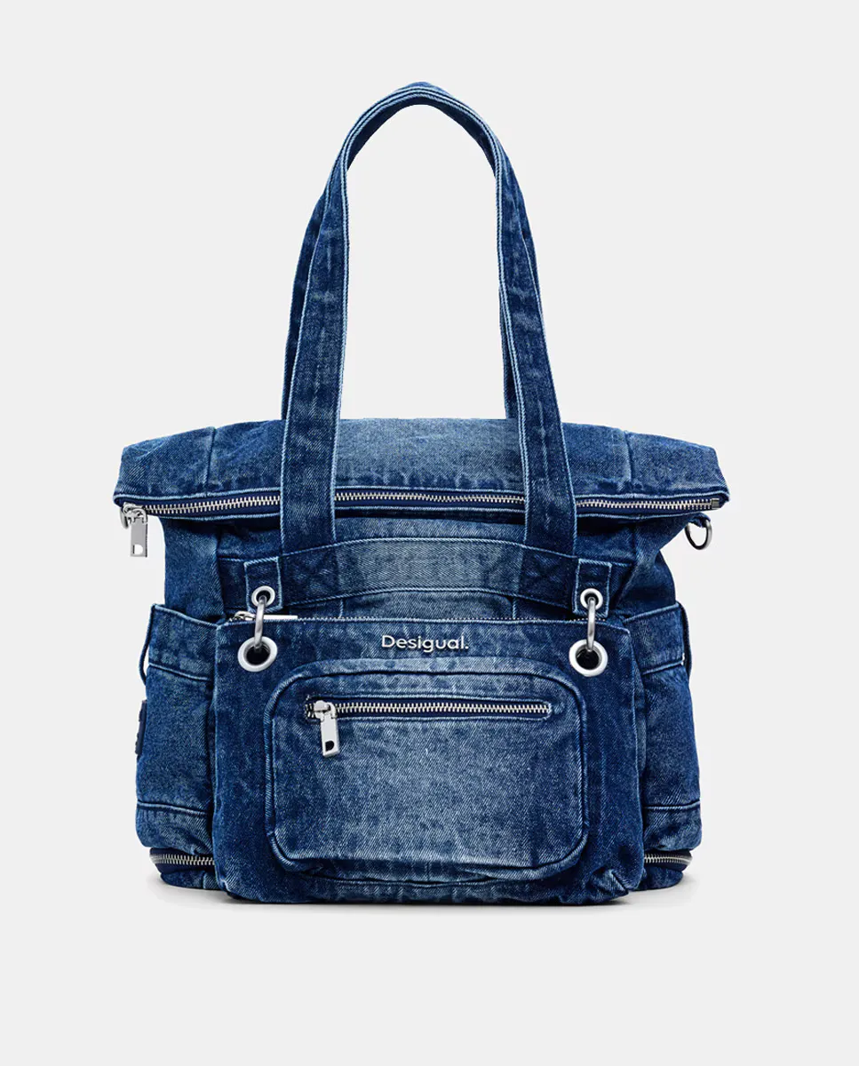 

Многопозиционный джинсовый рюкзак Voyager XL Desigual, синий
