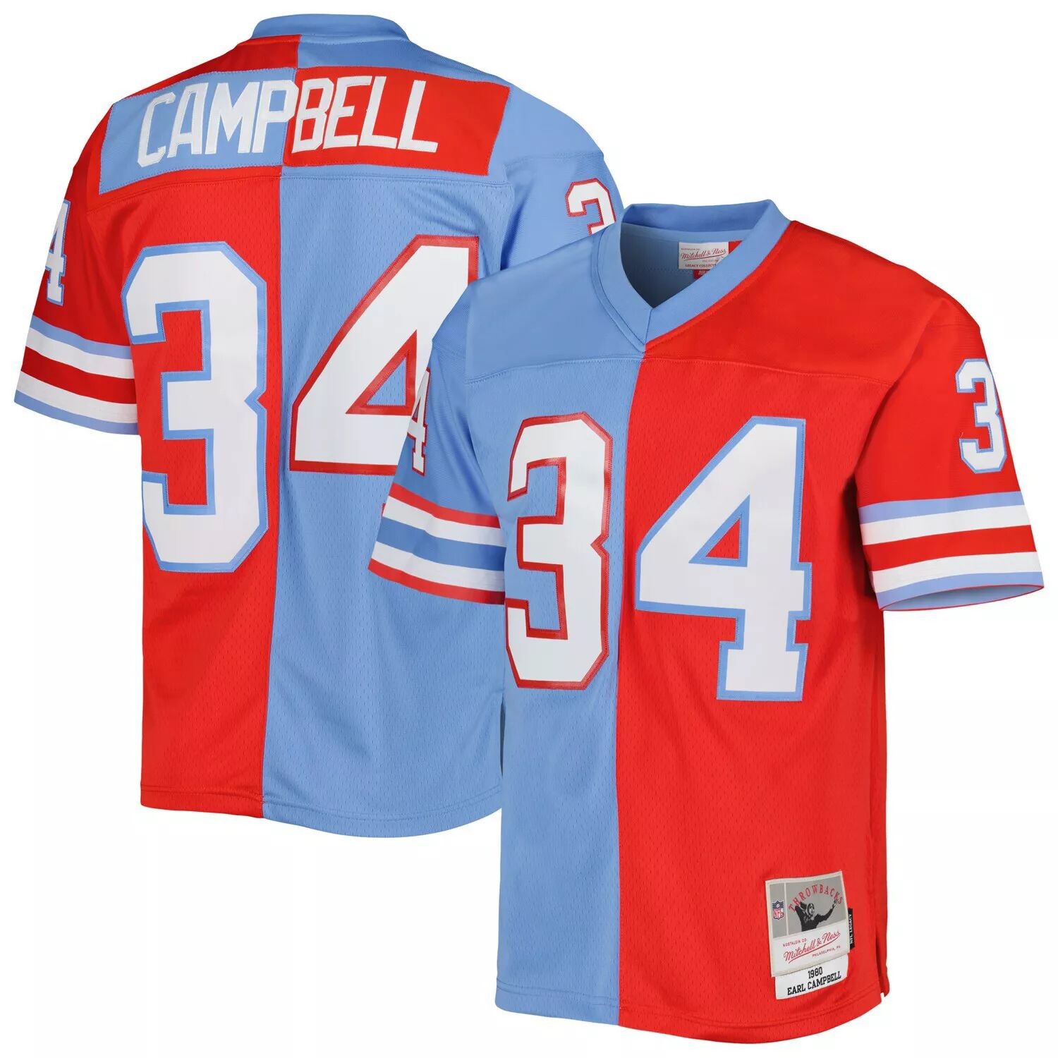 

Мужская футболка Mitchell & Ness Earl Campbell красная/голубая Хьюстон Ойлерз Gridiron Classics 1980 Split Legacy Replica Jersey, Красный, Мужская футболка Mitchell & Ness Earl Campbell красная/голубая Хьюстон Ойлерз Gridiron Classics 1980 Split Legacy Re