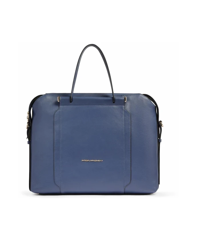 

Сумка для ноутбука с отделением для iPad, двумя отделениями, противоударной подкладкой и защитой от RFID-сканирования. Piquadro, синий