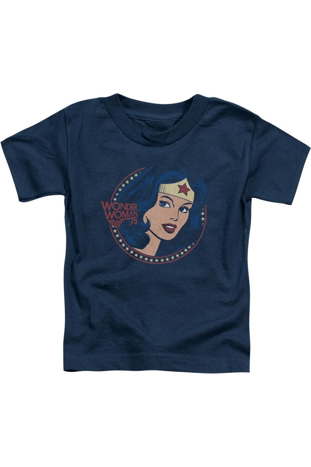 

Футболка с портретом Wonder Woman 75 Starburst для малышей с коротким рукавом Gildan, темно-синий