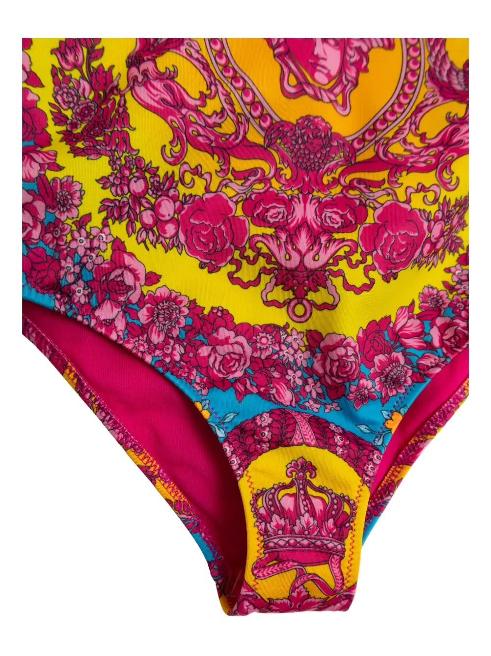 Купальник с цветочным принтом и Медузой Versace Kids, желтый — фото 3
