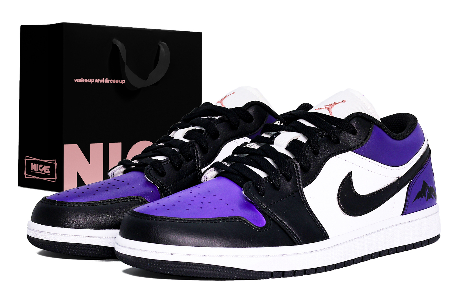 

Кроссовки баскетбольные мужские low top vintage Air 1 Cushioning, Wear Resistant Black Gold Purple Jordan, темно-фиолетовый