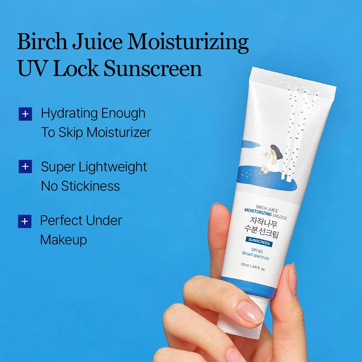 Увлажняющий солнцезащитный крем Birch Juice Moisturising Sunscreen SPF50 PA++++ от ROUND LAB Round Lab, White — фото 3