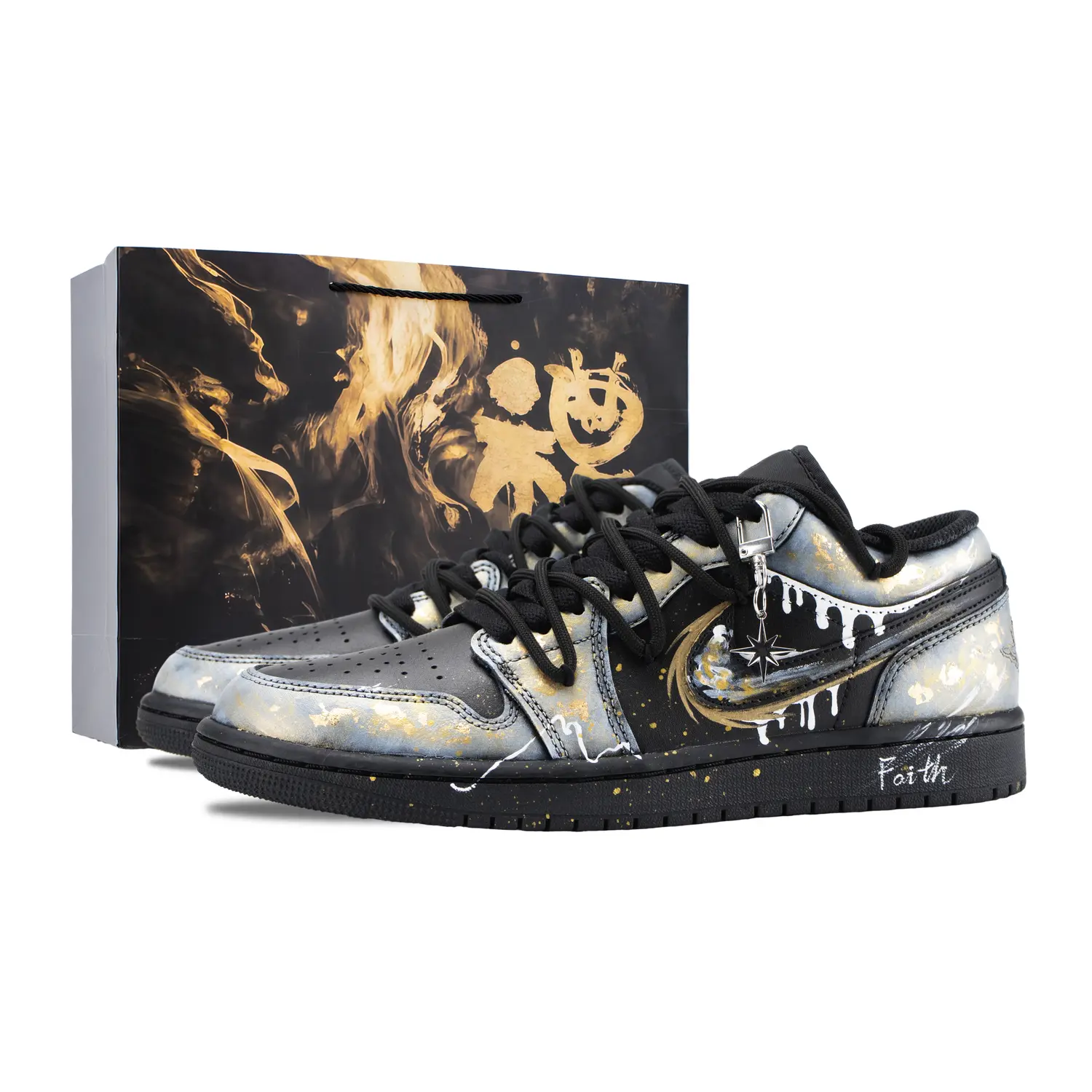 

Air 1 Night Cushioning Vintage баскетбольные кроссовки для мужчин черный золотой Jordan, черный золотой Shopping Bag