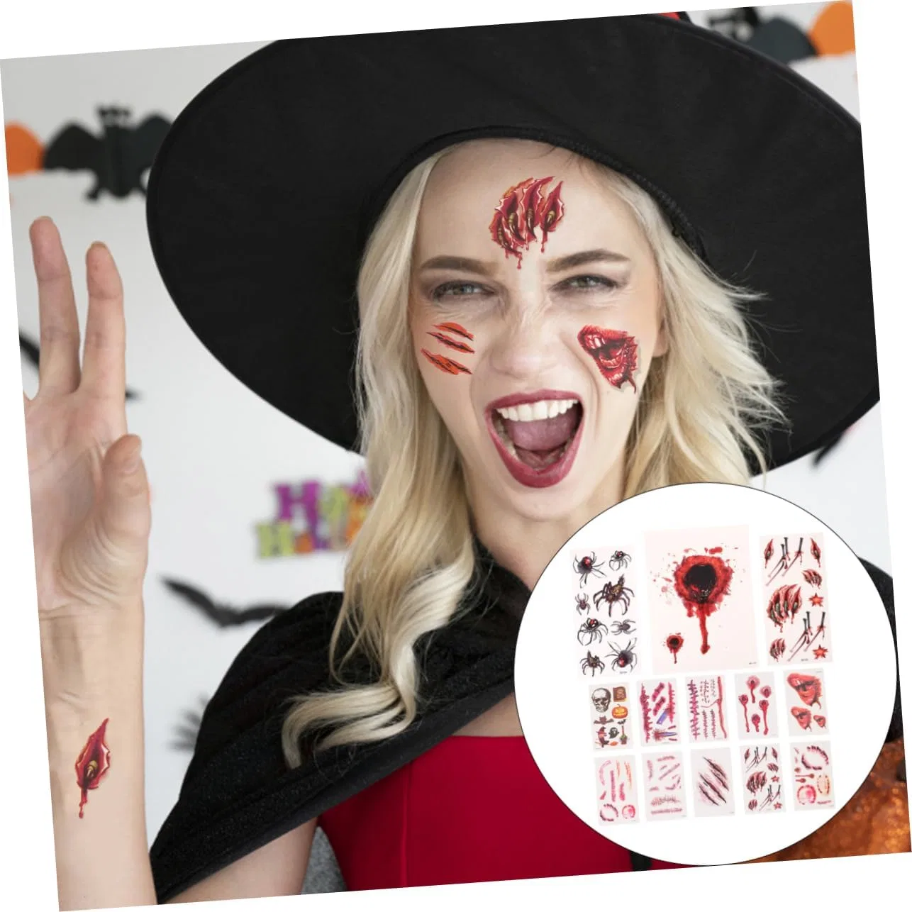 Наклейки для макияжа Lurrose 26 шт. Halloween, бумага, ассорти — фото 2