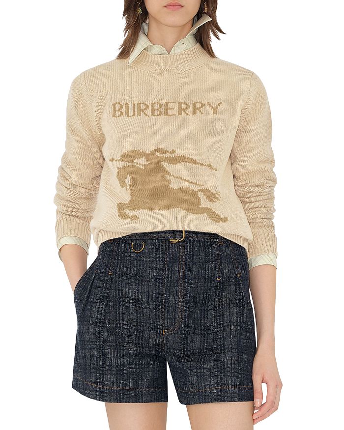 

Шерстяной свитер с логотипом из кашемира Burberry, коричневый