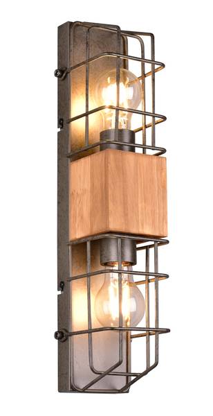 

Настенный светильник MeineWunschleuchte 2 flammig Gitterlampe mit Holz цвет silber antik mit holzdekor