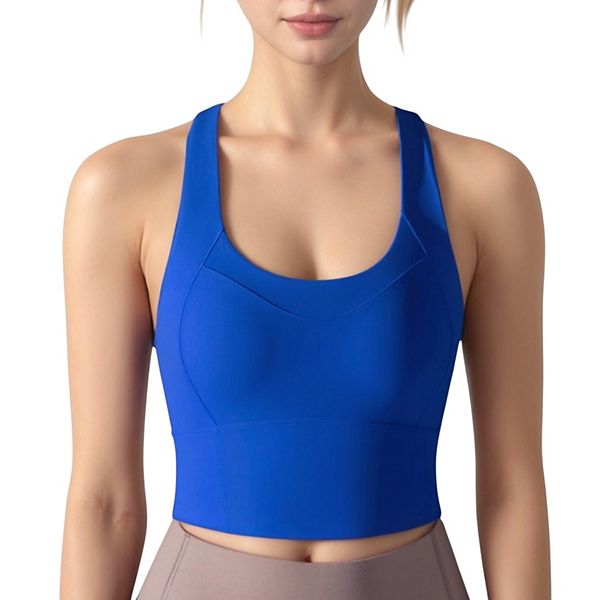 

Женский спортивный топ-кроп с перекрестными лямками и вырезом лодочкой Anna-Kaci, Blue