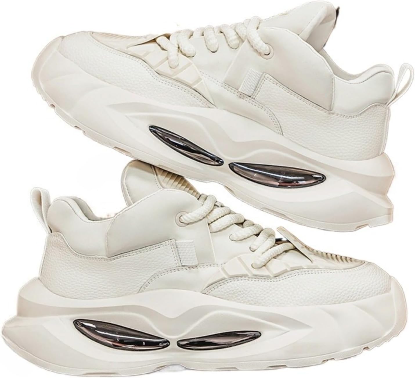 

Мужские кроссовки с массивной подошвой, увеличивающие рост, шнуровка, стиль Dad Shoes, кожаные спортивные, повседневные прогулочные обувь для уличной моды Azttoztto, белый