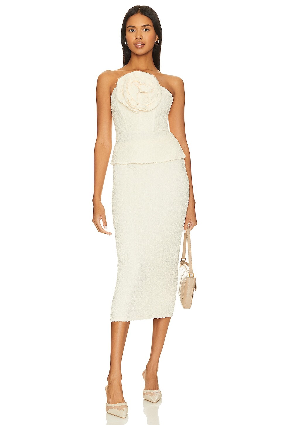 lpa romola midi dress LPA | let your hair down in the new romola midi dress 
