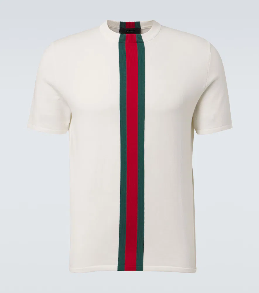 Футболка Gucci Web Stripe, хлопок, белый