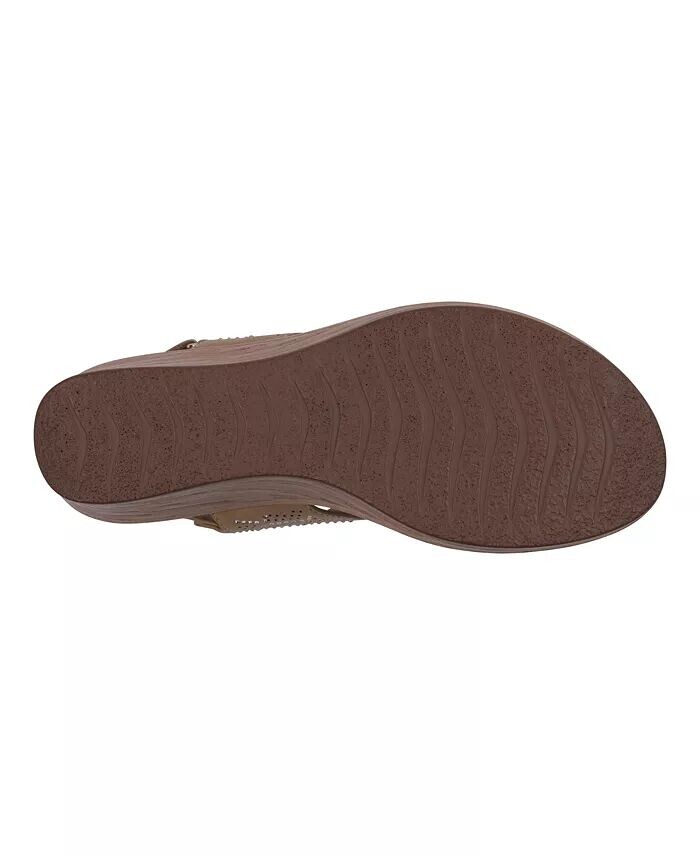 Женские босоножки Amara на танкетке с декорированной пяткой и пяткой GC Shoes, бежевый — фото 4