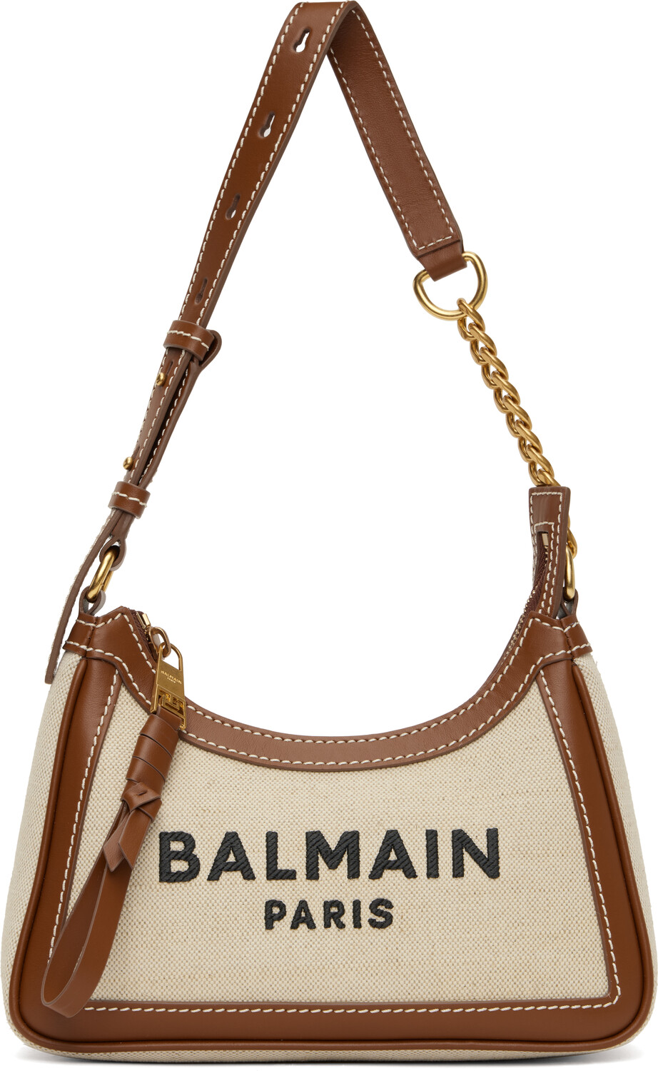 

Сумка из холщовой ткани B-Army бежевого и коричневого цветов Balmain, Коричневый, Сумка из холщовой ткани B-Army бежевого и коричневого цветов Balmain