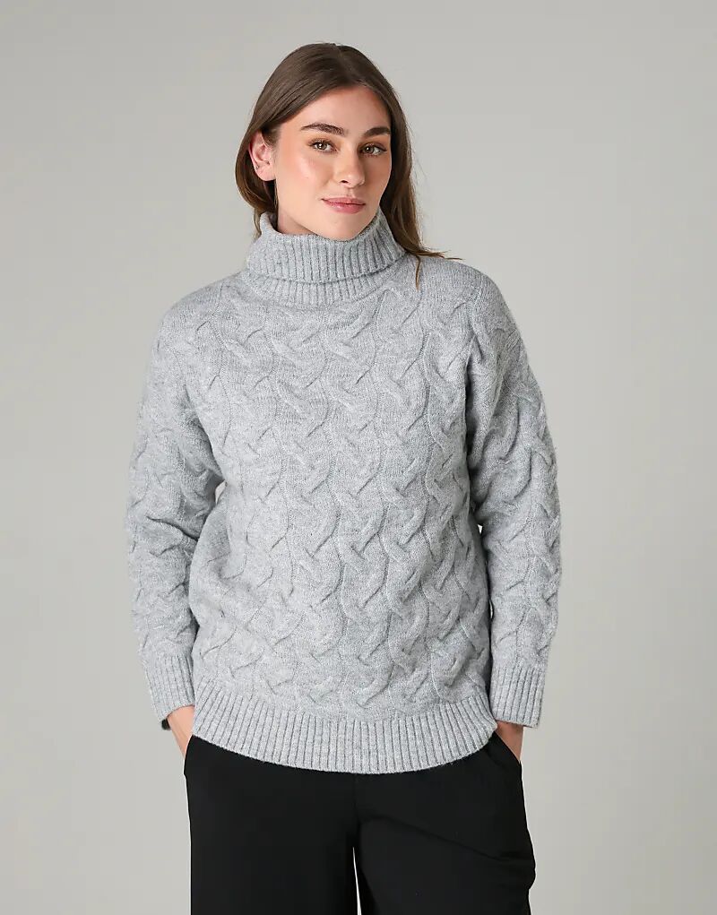 

Джемпер French Connection Cable с высоким воротником и длинными рукавами, светло-серый