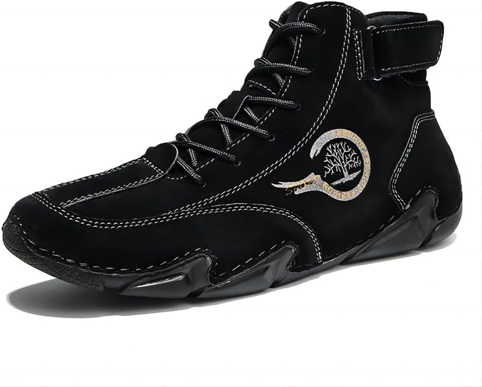 

Мужские повседневные ботинки Asifn Chukka для улицы с ручной работой, верх из кожи, водонепроницаемые кроссовки, легкие для походов, износостойкая обувь, черный