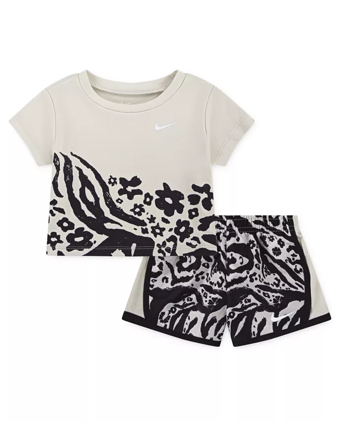 

Детский комплект из 2 предметов Wild Flower Tempo для девочек Nike, коричневый/бежевый