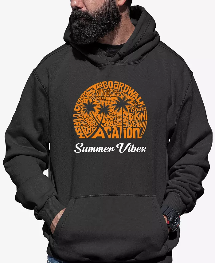 

Мужская худи с капюшоном Summer Vibes и принтом в стиле word art LA Pop Art, серый